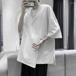 Men's Hoodies Asymmetrical Side Slit Men O Neck Short Sleeve Streetwear 2023 Summer Loose Fashion Cool T Shirt Casual Harajuku Oversized