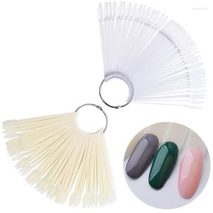 False Nails 50Pcs Clear/Natural French Style Acrylic UV Gel Fan Shaped Round Head Fake Nail Art Tips Polish Display Tools