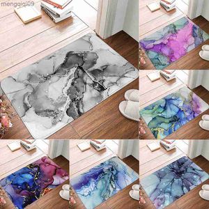 Carpets Colorful Marble Printed Living Room Bedroom Entrance Doormat Soft Suede Carpet Door Mat for Floor Indoor Anti-Slip Rug Tapis R230731