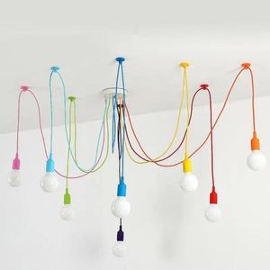 Żyrandole żyrandola sufit nordycka deco kolor e27 nowoczesne lampy wisiorek Silikon LED Spider salon