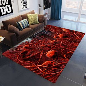 Carpets 2022 Halloween Psychedelic Horror Pumpkin Lights Spooky Floor Mats Bedroom Living Room Soft Carpet Room Decor Aesthetics Tapetes R230731