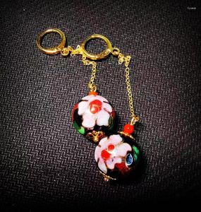 Orecchini pendenti Originali fatti a mano cinesi Cloisonne Charm Fiore vintage Ciondolo lungo Eardrop Nicchia creativa Gioielli da donna personalizzati