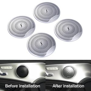 4pcs Car Audio Speaker Car Door Loudspeaker Trim Cover For Mercedes Benz 2015-2018 C Class W205 GLC 2016-2018 E-Class Stainless st280A