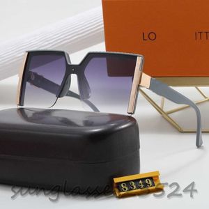 2023 Designer flower Lens square sunglasses with Letter Designer Brand Sun Glasses Women Men Unisex Traveling Sunglass Black Grey Beach Adumbral with case 8349