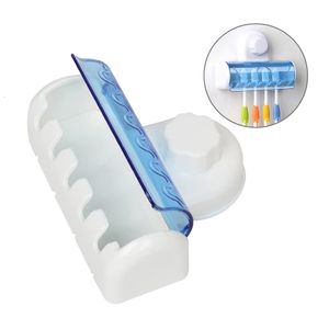 Toothbrush Holders Bathroom Toothbrush Holder with Dustproof Lid Wall Mount Stand Tooth Brush Holder Hooks Suction Cup Bathroom Toothbrush Rack 230731