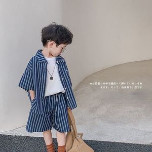衣料品セット2023韓国夏の子供服の男の子スーツデニムストライプトップジーンズパンツボーイ2pc