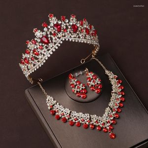 Collana Orecchini Set Sposa Corona Di Lusso 3 Pezzi Di Cristallo Artificiale Compleanno Romantico