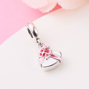 925 Sterling Silver Öppnande Heart Chocolate Gift Box Dingle Charm Bead Fits European Pandora smycken Charmmband och halsband
