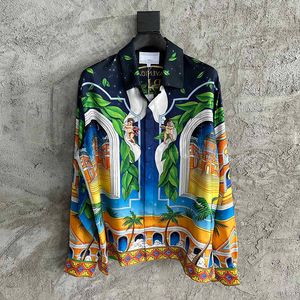 2023SS MENM MENMER SHIRT Angel Platple Pattern Silk Long Sleeve Shirt Classic Spring Polo Coat