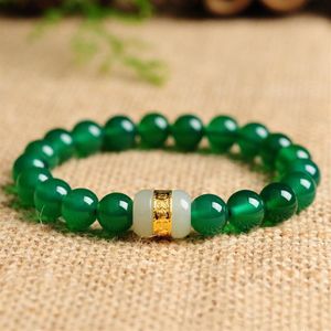 Strands z koralikami 24K Złoty Hetian Jade Bransoletka Premium Gem Biżuteria