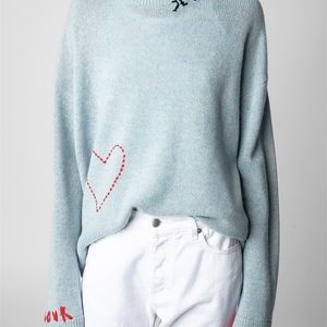 Women's Hoodies Embroidered Letter Asymmetrical Wool Sweaters Fashion Pullover Casual Streetwear Jumpers V-Neck Autumn/Winter 2024