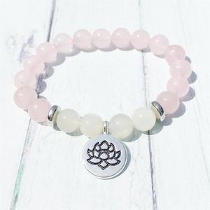 MG0385 Natural A Grand Moonstone Armband Fashion Women's Rose Quartz Armband Heart Chakra Energy Nybörjar smycken1710