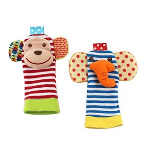 Cartoon SonagliSock Toys Soft Animal Baby Sonagli per neonato Calzino di peluche Giocattolo per bambini Calzini per piedi da polso per bambiniZZ