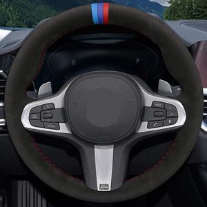 Автомобильное рулевое колесо Крышка чернокожие DIY Sheted, сшитая вручную замша для BMW M Sport G30 G31 G32 G20 G21 G14 x3 G15 G16 G01 x4 G02 x5 G05247N