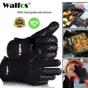 Ugnsmittor walfos silikon kök handske värmebeständig tjock matlagning BBQ grill prylar tillbehör 230731