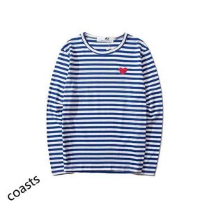 Männliches und weibliches Paar Langarm-T-Shirt Designer Play Commes des Garcons bestickter Pullover Pullover Love Schwarz-Weiß-Streifen Lose Kurzarm ALI