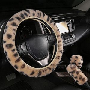 Steering Wheel Covers Winter Imitation Car Cover Plush Pull Handle To Keep Warm Three-piece Set247q