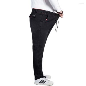 Men's Jeans Arrival Casual Loose Men Elastic Waist Stretch Big Size Straight Male Denim Pants Spring Autumn Cotton Black Overalls