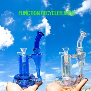 8 inch unique glass bong new showerhead glass water pipe functional recycler dab rigs