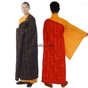 エスニック服レッドコーヒー仏教修道院瞑想ローブチャイニーズ伝統的な僧kロングローブガウン大人男性寺院仏教カソック