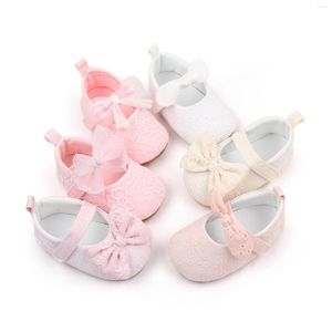Första vandrare Suefunskry Baby Girls Princess Shoes Soft Bow Flower Non-Slip Bottom Walker Toddler Crib 0-18 Månter