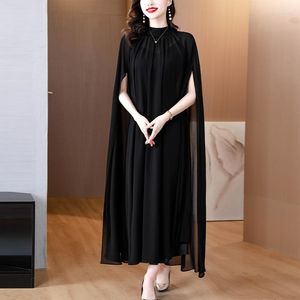 Casual Dresses Black Long Skirt 2023 Summer Foreign Style Thin A-line Evening Dress