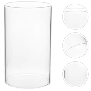 Castiçais 3 peças abajur à prova de vento tampo de mesa decoração de vidro persianas domésticas cilíndricas desktop capas transparentes fornecimento