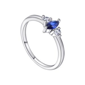 2023 Europeiska och amerikanska mode Nya 100% S925 Sterling Silver Deep Sapphire Ring Women's Fashion Versatile Luxury Boutique Jewelry