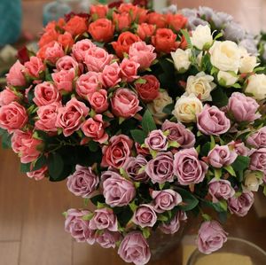 Dekorativa blommor 1 datorer 59 cm 3 huvuden Artificial Silk Rose Flower Branch Home Wedding Table Room Decoration Gift F581