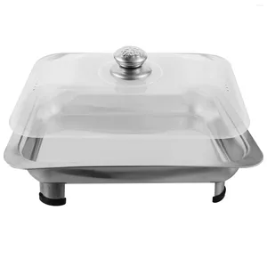 Conjunto de Louça Bufê Suporte para Fogão Bandeja de Aço Inox Tampa Assadeira Retangular Prato Assadeira Servir Festa Metal