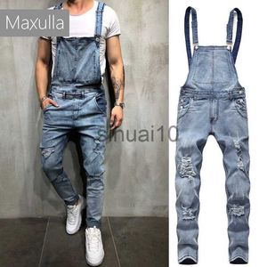 Mäns jeans maxulla denim overruder män springer rompers manliga snickare jeans stilfulla hängslen smörgbotten byxor män gata slitage mla034 j230728