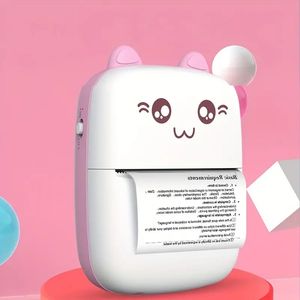Mobiler Mini-Thermodrucker: Schließen Sie Ihr Telefon an, drucken Sie Fotos, Etiketten und Dokumente mehr – Cat Smiley Face Minicomputer – Hersteller-Direktverkaufscharge