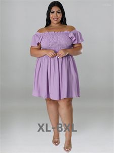 Plus Größe Kleider Für Frauen Sommer Solide Eine Schulter Elegante Mini Kleid Ballkleid Ganze 3xl 4xl 5xl 6xl