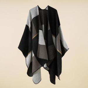 Schals Winter Frauen Mode Große Plaid Übergroßen Schal Mantel Nachahmung Kaschmir Fühlen Dame Thermische Ponchos Und Capes Schals