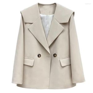 Damenanzüge Schwarzer Anzug Frauen Mantel 2023 Frühling Herbst Koreanische Langarm Zweireiher Blazer Weibliche Jacke Lässige Damen Blazer Tops