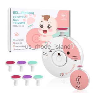 Уход за ногтями Elera Baby Trimmer Electric Low Noise Baby Nail File с 6 заменами падений Cartoon Clippers Clippers Безопасная батарея включена x0729