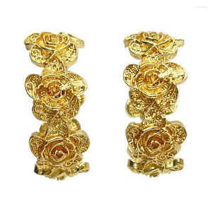 Hoop Earrings YTJX Elegant Rose Flower For Women Gold Color Metal Stylish Charm Korean French Chic Sweet Jewelry Accessories