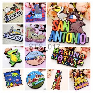 Fridge Magnets Chile Portugal Canada Etc. Rubber Fridge Magnet Tourist Souvenirs Refrigerator Stickers Travel collection Gift x0731