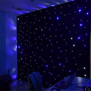 3x6m اللون الأزرق الأبيض LED Star Star Curtain Party Decoration Cloth Backdrop مع وحدة تحكم الإضاءة DMX512 لحضور حفل الزفاف