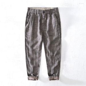 Men's Pants 2023 Spring Summer Men Pure Linen Thin Breathable Stripe Fit Straight Casual Trouser Cargo Women