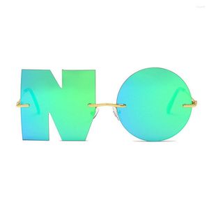 Occhiali da sole Punk senza montatura da donna 2023 Gradient Retro Men's Brand Designer Letter Glasses N O NX