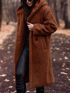 Women's Fur Faux Autumn Winter Long Coat Woman Plush Warm Women Teddy Jacket Female Outwear Ladies HKD230808