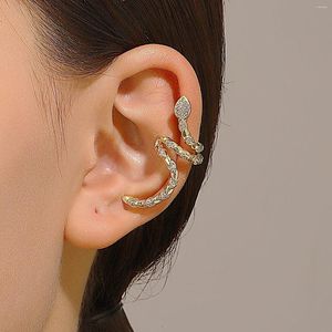 Backs Earrings Personality Snake Earring Cuff For Women Punk Style Wrapping Cz Stone In Silver And Gold Colors