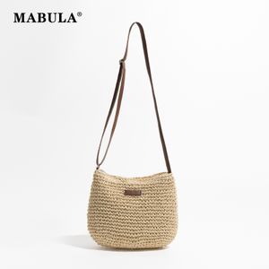 Kvällspåsar Mabula Casual Eco Friendly Straw Shoulder Bags Small Phone Purses Women Tote Handväskor Kvinnliga solid vävda Summer Crossbody Bag 230729