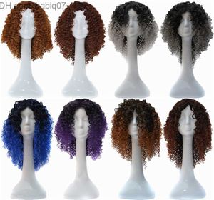 Syntetyczne peruki Kinky Curly Bounce Twist Twist Comfort Micro Braid Perg African American Janaminac Curly Ombre Purple Kolor 18 -calowe syntetyczne peruki dla czarnych kobiet Z230731