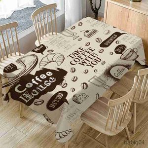 Table Cloth Coffee Pattern Tablecloth Waterproof Dinning Table Cover Wedding Party Rectangular Table Cloth Home Kitchen Decor R230731