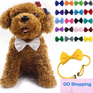 Quality Adjustable Pet Dog Bow Tie Neck Accessory Necklace Collar Puppy Bright Color Pet Bow Mix Color