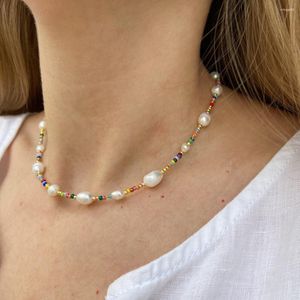 Choker 2023 Boho Natural Freshwater Pearl Necklace For Women Bohemian Jewelry Colorful Seed Beaded Necklaces Gift Accessories