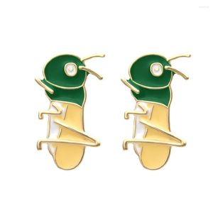 Stud Earrings Cute Metal Dripping Oil Locust Fashion Enamel Insect Dangle For Women Jewelry Accessories Gift