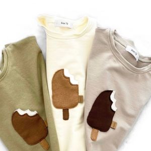 Weste 2023 Baby Jungen Reine Baumwolle Kurzarm T Shirts Sommer Oversize Patch Popsicle Hemd Weiche Mädchen T-shirts O Neck Pullover 230731